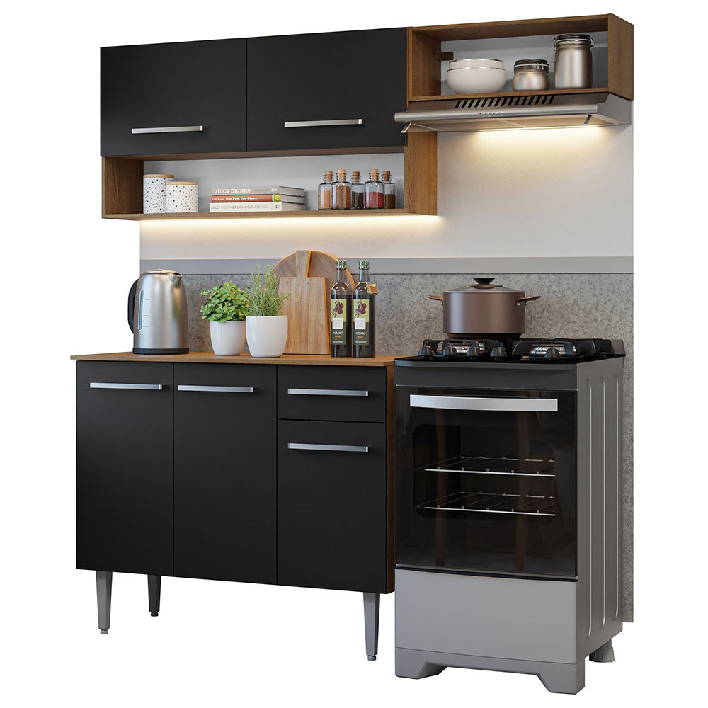 Cocina Integral 165cm Marrón/Negro Emilly 07