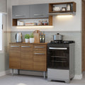 Cocina Compacta 165 cm 5 Puertas 1 Cajón Marrón/Gris Emilly Madesa 07