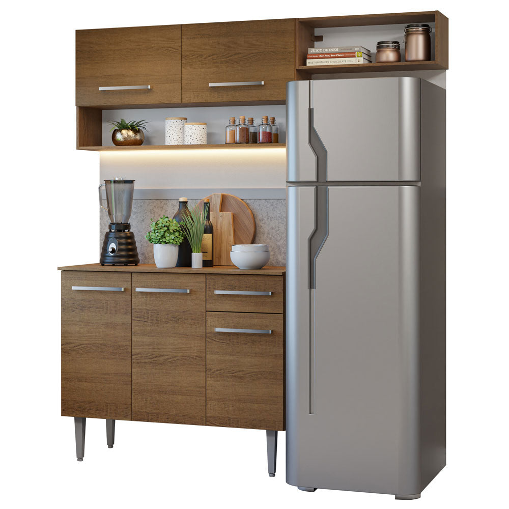 Cocina Integral 165cm con Encimera Marrón/Negro Emilly Madesa 08