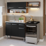 Cocina Integral 165cm con Tarja Marrón/Negro Emilly 09