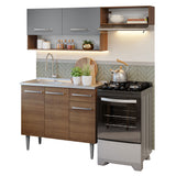 Cocina Integral 165cm con Tarja Marrón/Gris Emilly 09