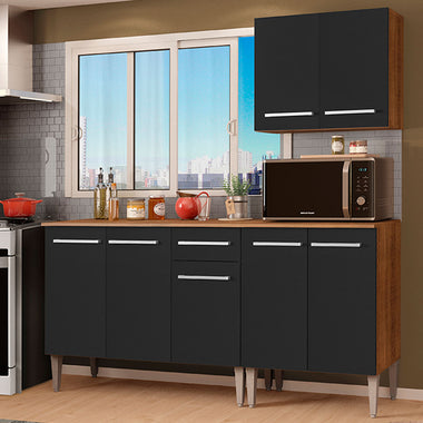 Cocina Compacta 169 cm Marrón/Negro Emilly Madesa