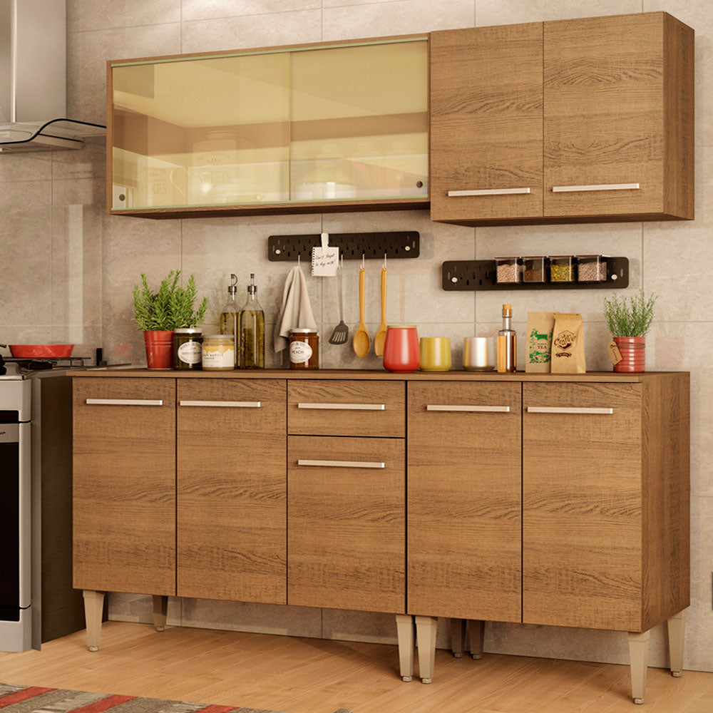 Cocina Compacta 169 cm 9 Puertas 1 Cajón Marrón Emilly Madesa 04