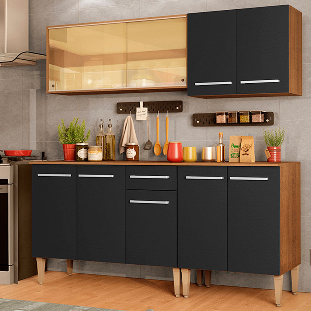 Cocina Compacta 169cm Marrón/Negro Emilly Drive 04