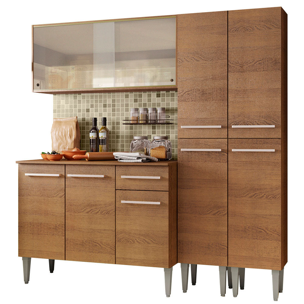 Cocina Compacta 169 cm 9 Puertas 1 Cajón Marrón Emilly Madesa 05