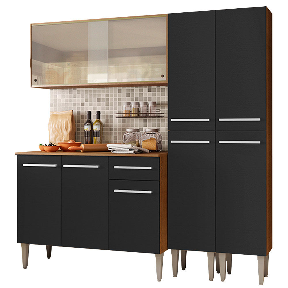 Cocina Integral 169cm Marrón/Negro Emilly Fly 05