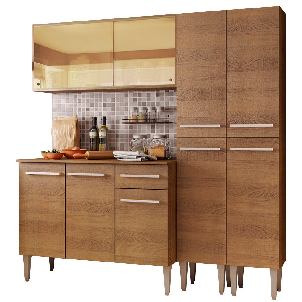 Cocina Compacta 169 cm 9 Puertas 1 Cajón Marrón Emilly Madesa 06