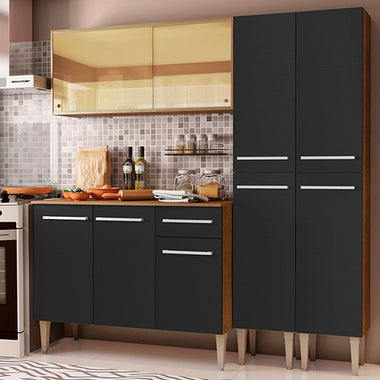 Cocina Compacta 169 cm Marrón/Negro Emilly Madesa