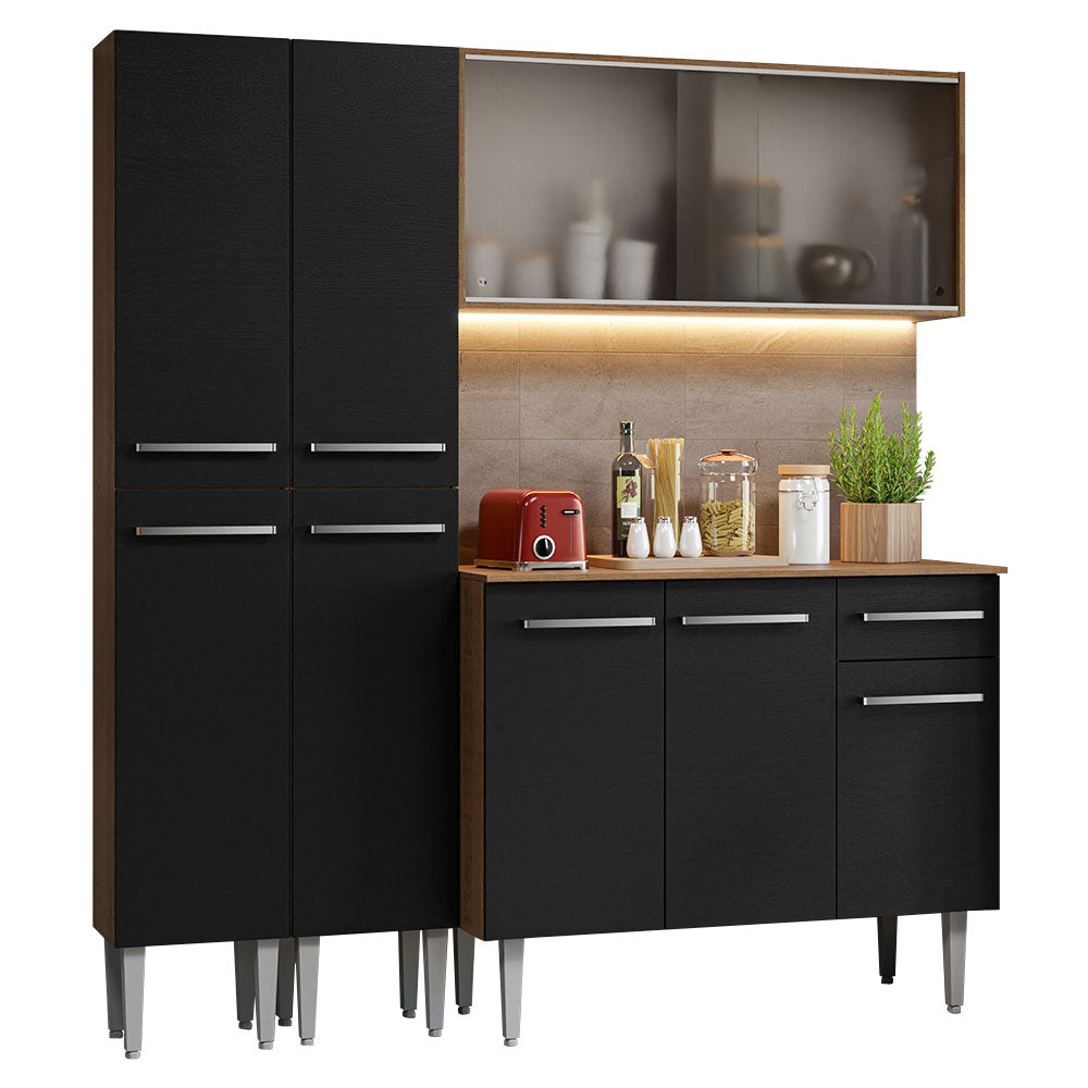Cocina Compacta 169cm Marrón/Negro Emilly 10