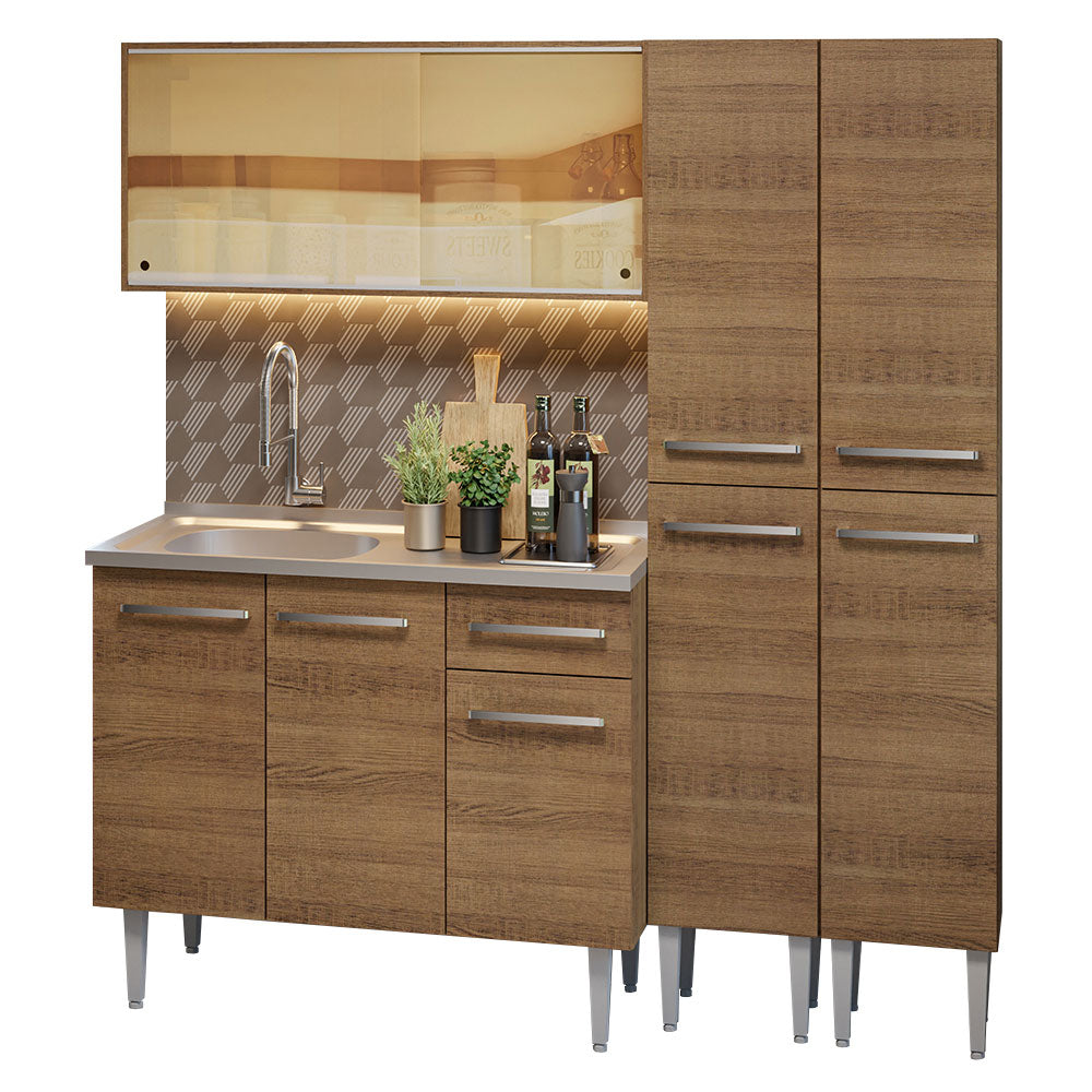 Cocina Compacta 169cm con Fregadero Marrón Emilly 12
