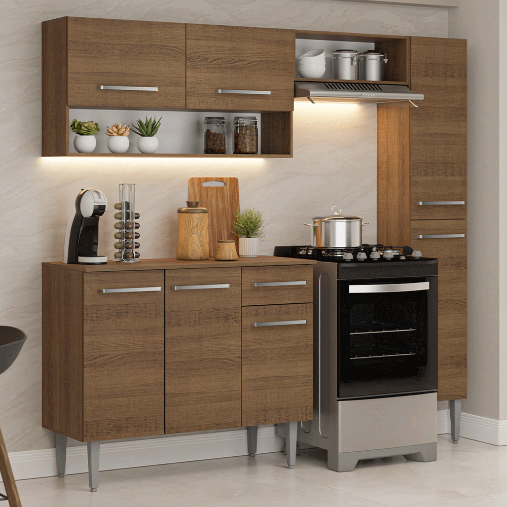 Cocina Compacta 197 cm Emilly Marrón 01