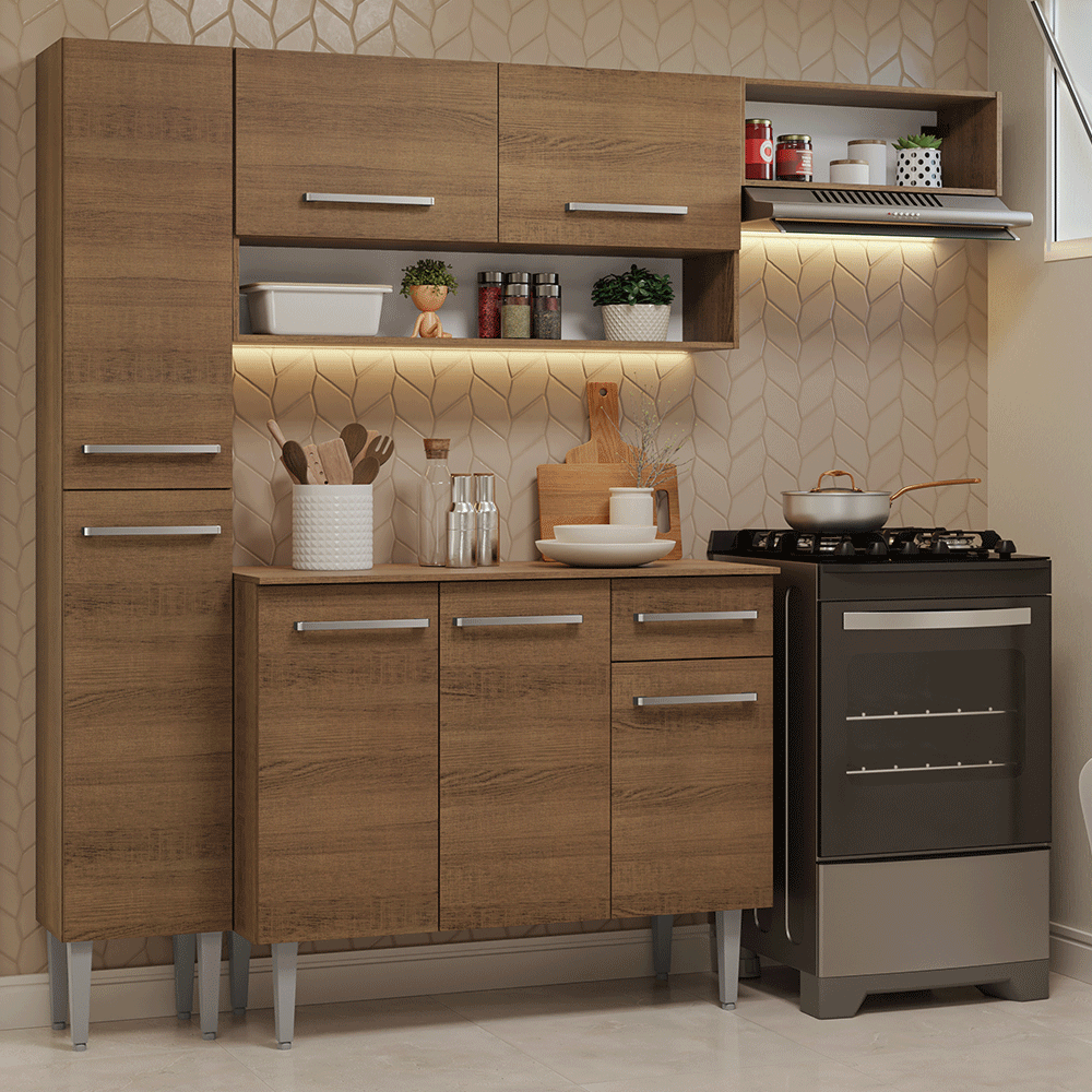 Cocina Compacta 197 cm Marrón Emilly Madesa