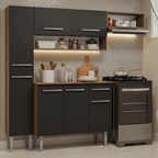 Cocina Compacta 197 cm Marrón/Negro Emilly Madesa