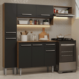 Cocina Compacta 197 cm Emilly Marrón/Negro 02