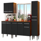 Cocina Compacta 201 cm Marrón/Negro Emilly Madesa