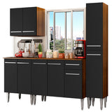 Cocina Integral 201cm Marrón/Negro Emilly Sing 01
