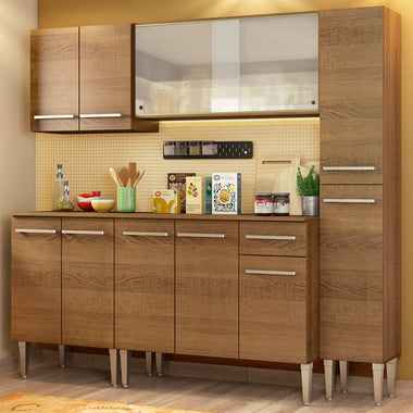 Cocina Compacta 201 cm Marrón Emilly Madesa