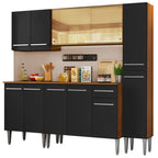 Cocina Compacta 201 cm Marrón/Negro Emilly Madesa