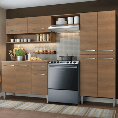 Cocina Compacta 229 cm Marrón Emilly Madesa