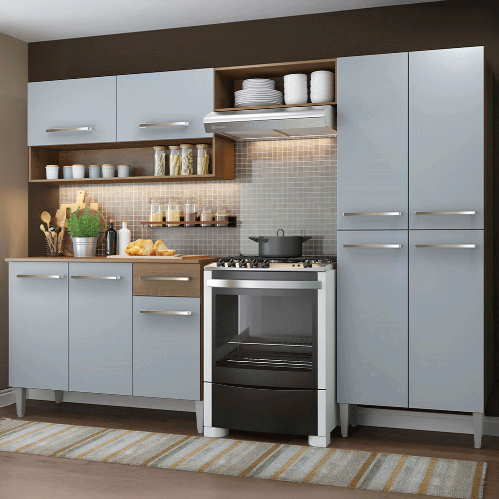 Cocina Integral 229cm Marrón/Gris Emilly Pop 02