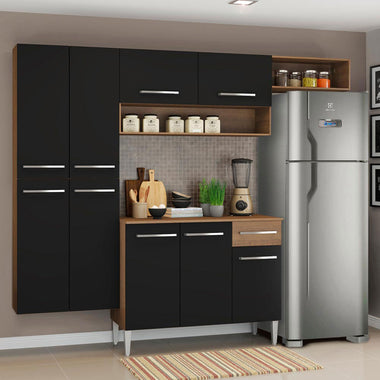 Cocina Compacta 229 cm Marrón/Negro Emilly Madesa