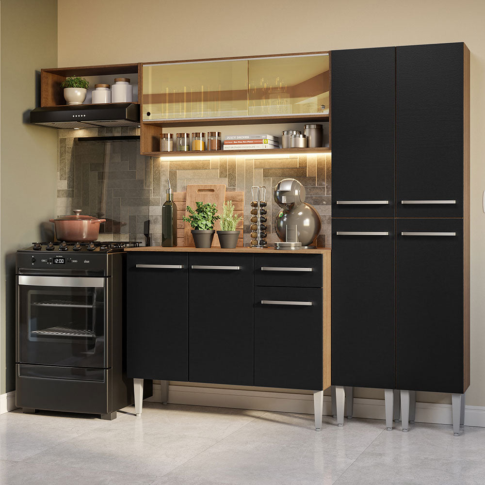Cocina Integral 229cm Marrón/Negro Emilly 07