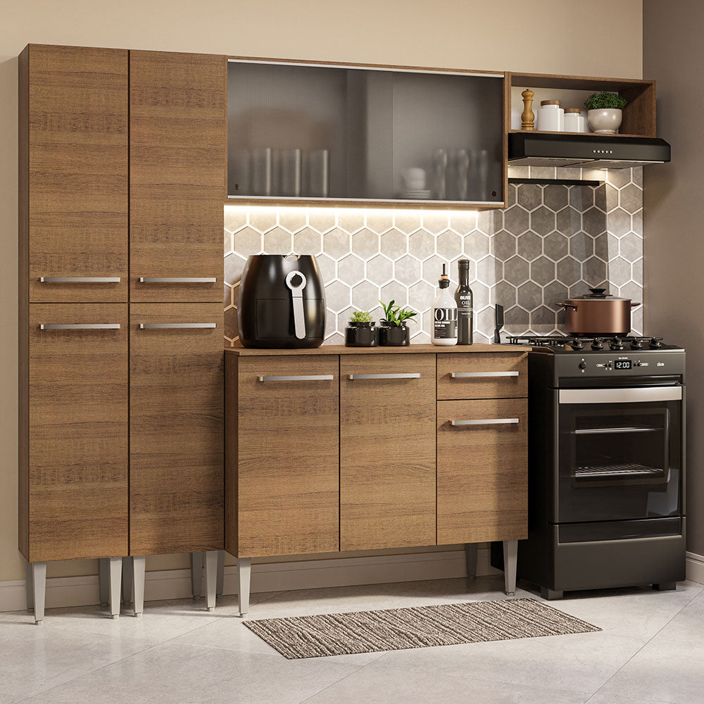 Cocina Compacta 229 cm Marrón Emilly Madesa