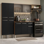 Cocina Compacta 229 cm Marrón/Negro Emilly Madesa