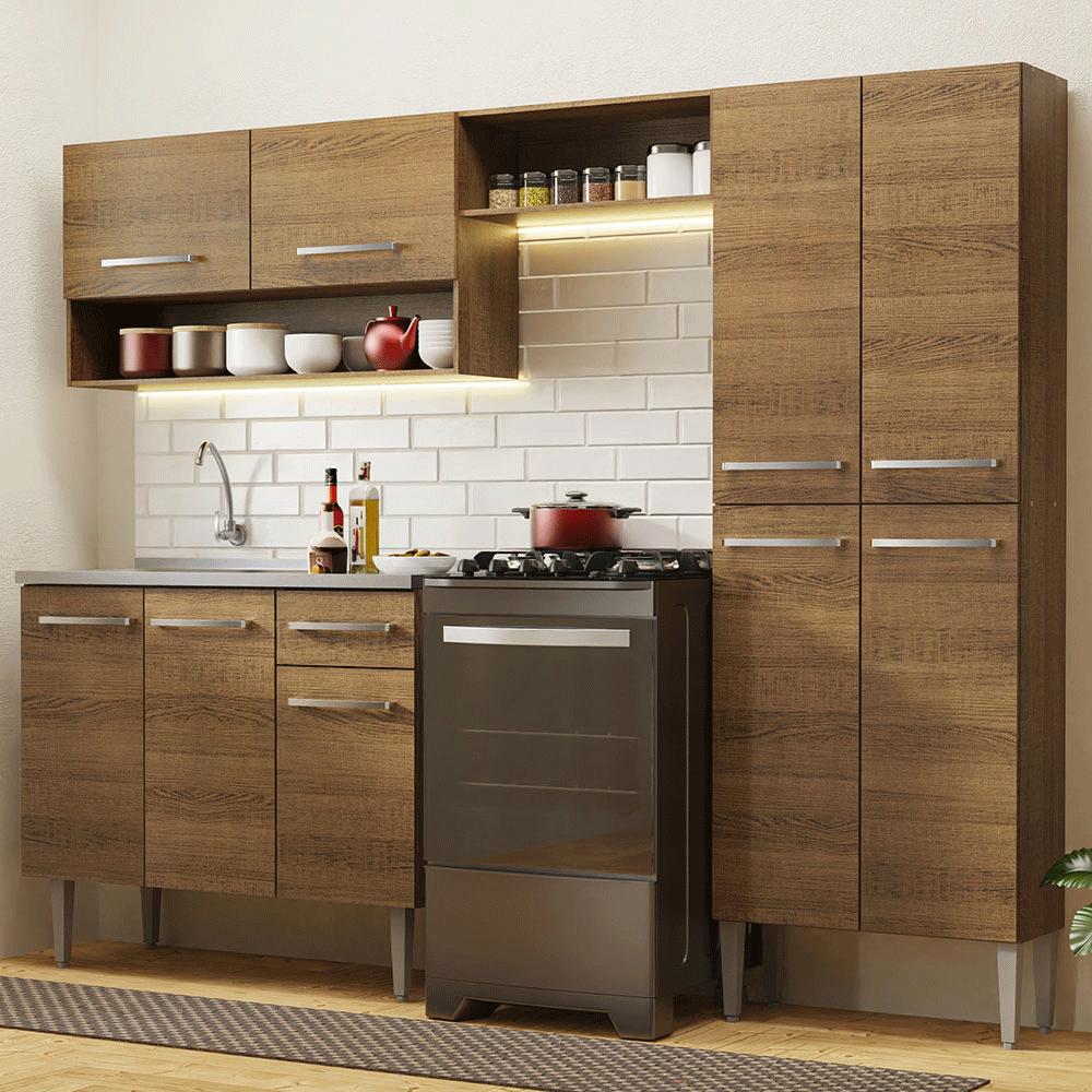 Cocina Integral 229cm con Fregadero Marrón Emilly 10