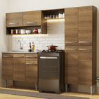 Cocina Compacta 229 cm 9 Puertas 1 Cajón Con Fregadero Marrón Emilly Madesa 10