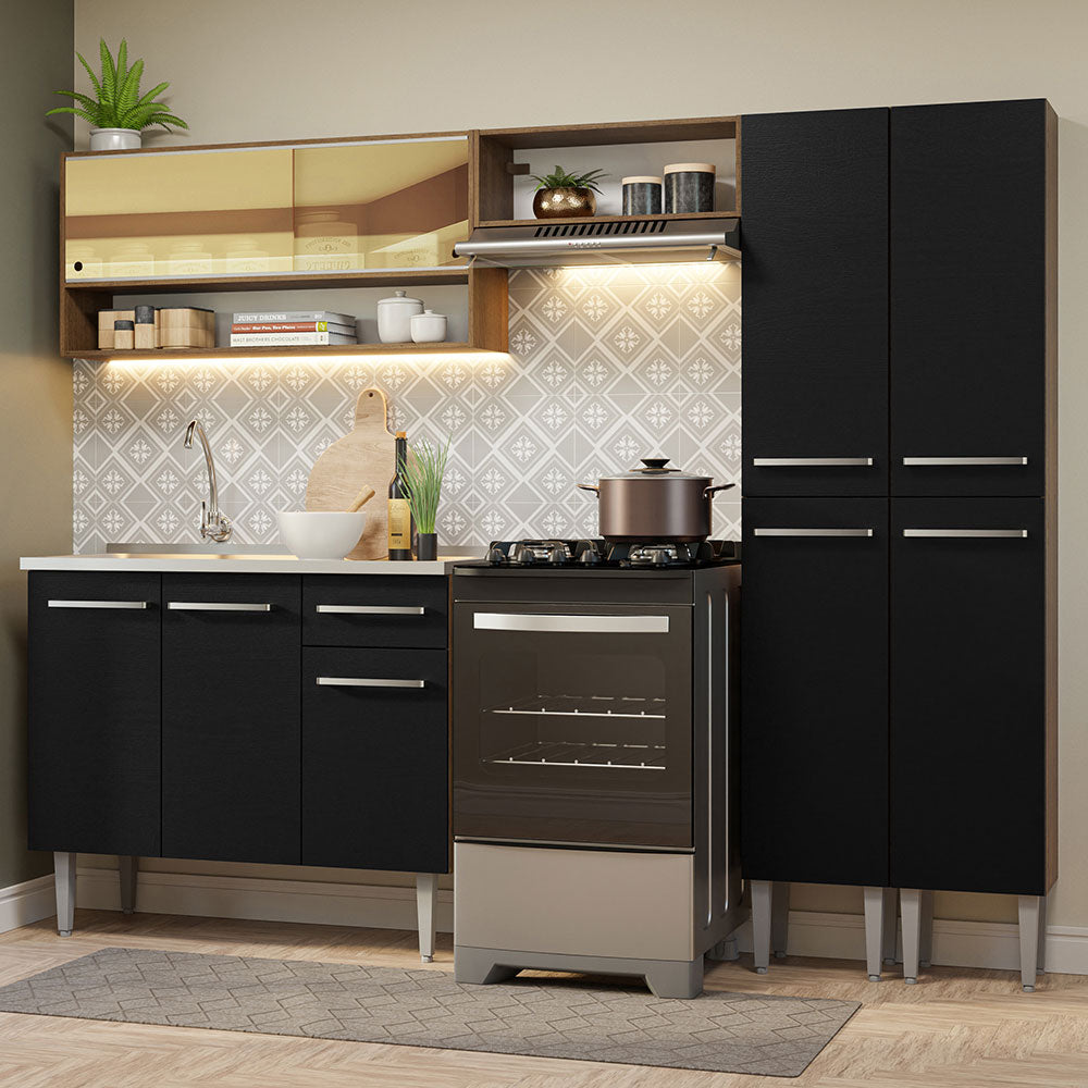 Cocina Integral 229cm con Fregadero Marrón/Negro Emilly 11