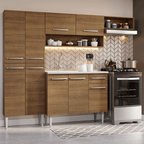 Cocina Compacta 229 cm 9 Puertas 1 Cajón Con Fregadero Marrón Emilly Madesa 12