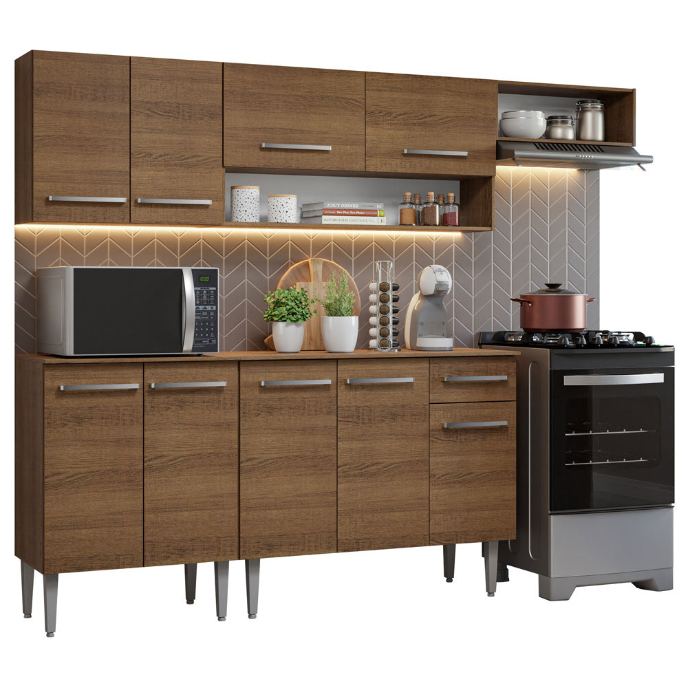 Cocina Compacta 229 cm Marrón Emilly Madesa