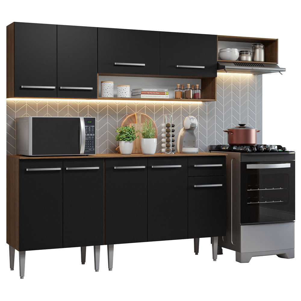 Cocina Compacta 229cm Marrón/Negro Emilly 13