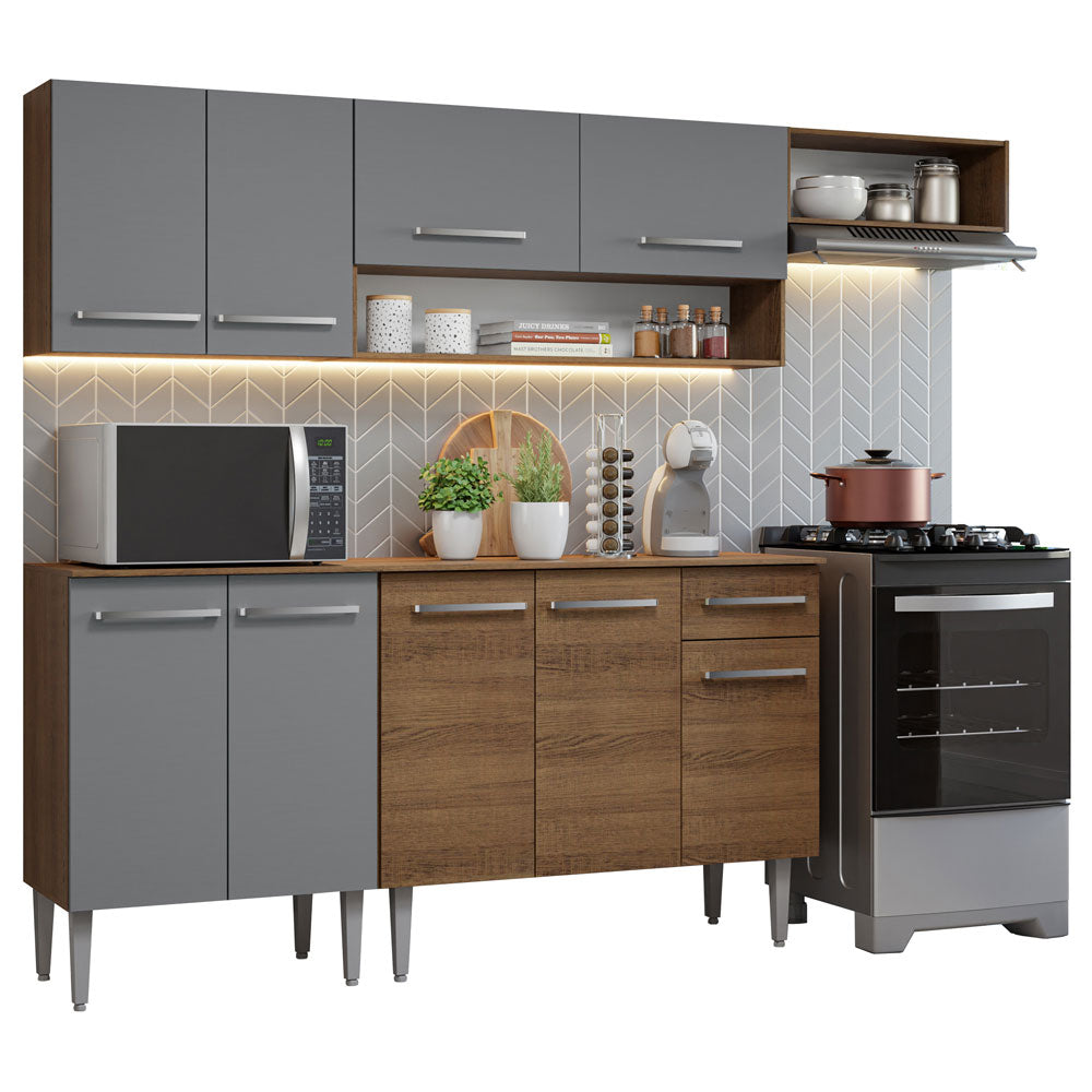 Cocina Compacta 229cm Marrón/Gris Emilly 13