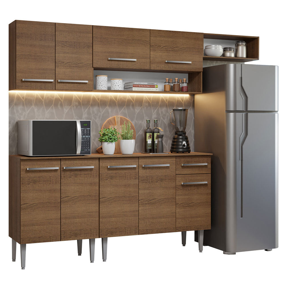 Cocina Integral 229cm con Encimera Marrón Emilly Madesa 14
