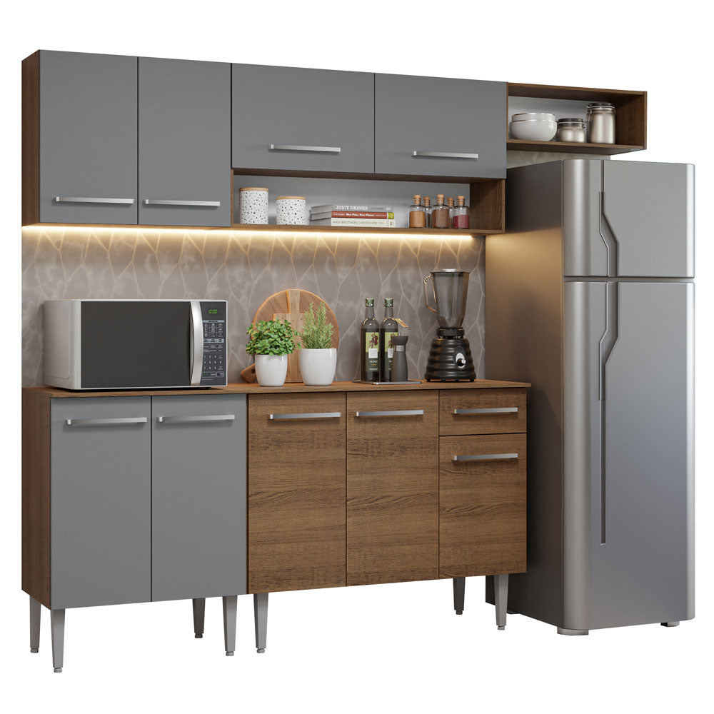 Cocina Compacta 229cm Marrón/Gris Emilly 15