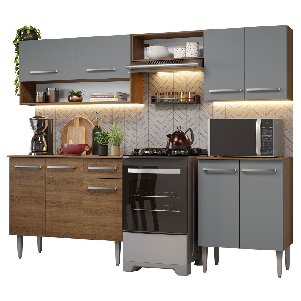 Cocina Compacta 229cm Marrón/Gris Emilly 15