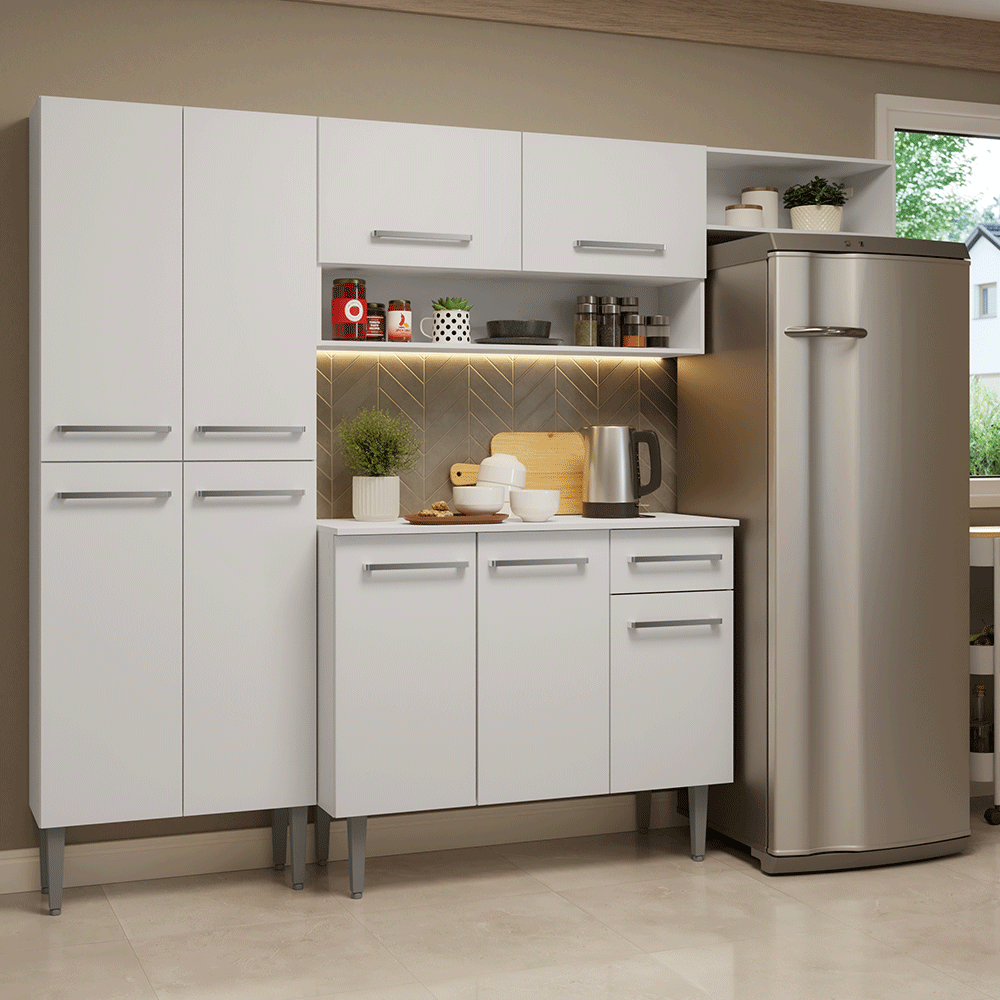 Cocina Compacta 229 cm Blanco Emilly Madesa