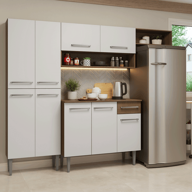 Cocina Compacta 229 cm Marrón/Blanco Emilly Madesa