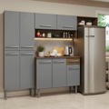 Cocina Compacta 229 cm Marrón/Gris Emilly Madesa