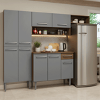 Cocina Compacta 229 cm Marrón/Gris Emilly Madesa