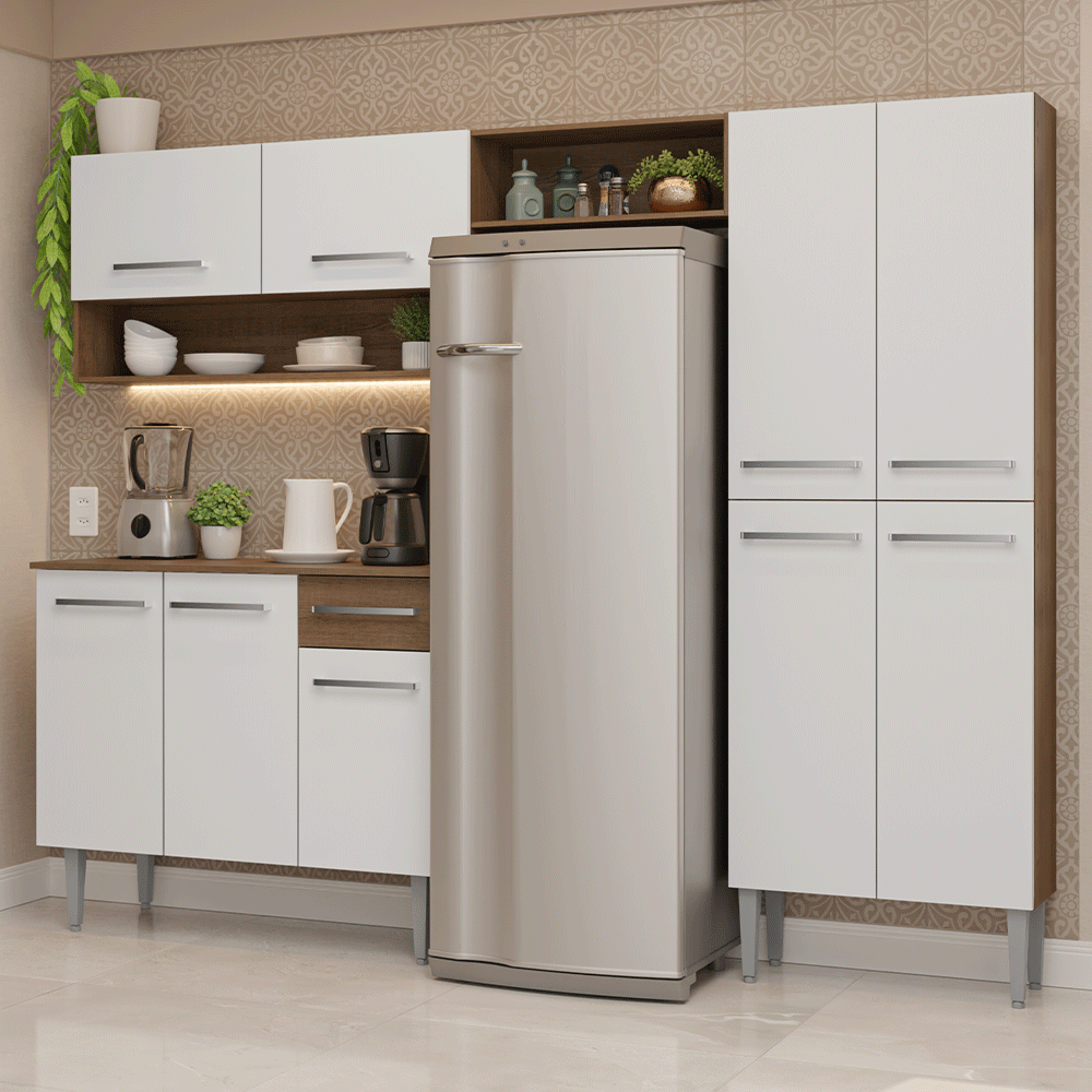 Cocina Compacta 229 cm Emilly Marrón/Blanco 017