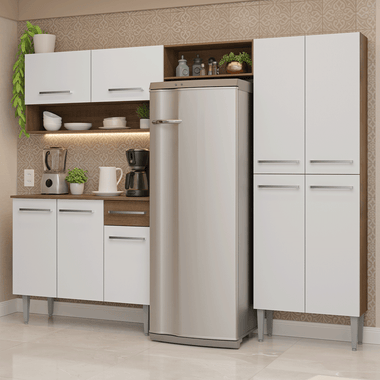 Cocina Compacta 229 cm Marrón/Blanco Emilly Madesa