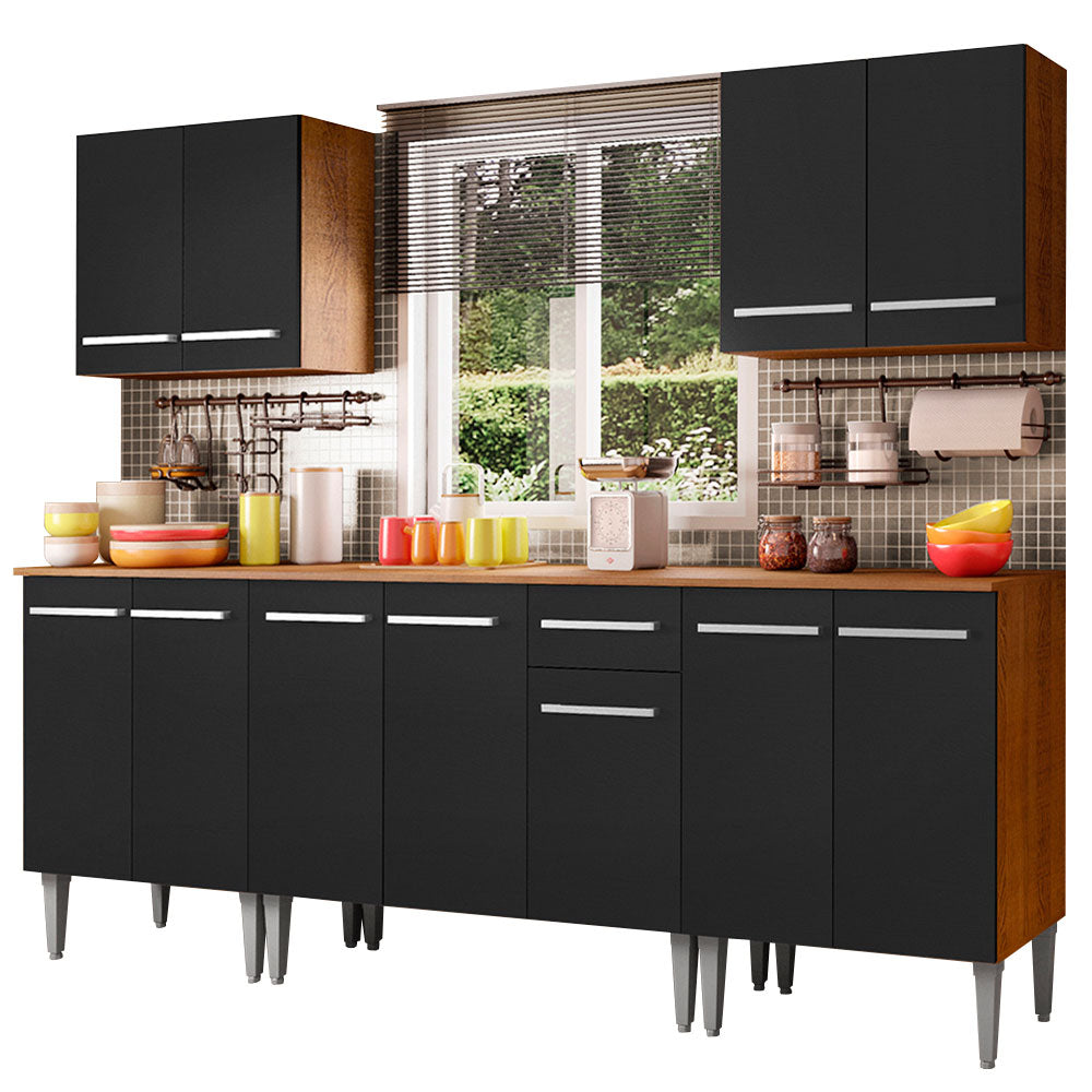 Cocina Integral 233 cm Marrón/Negro Emilly Madesa