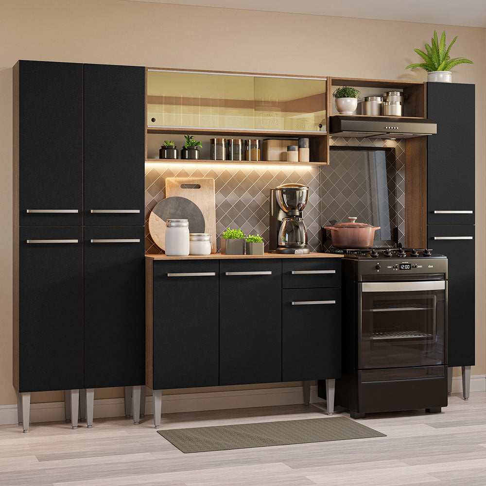 Cocina Integral 261cm Marrón/Negro Emilly 04