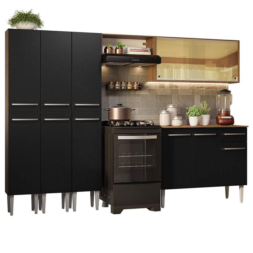 Cocina Integral 261cm Marrón/Negro Emilly 05