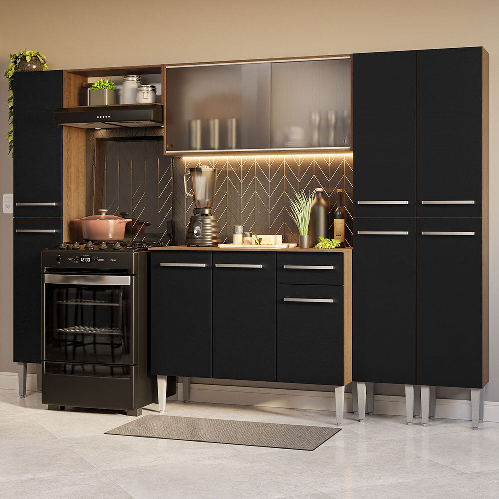 Cocina Integral 261cm Marrón/Negro Emilly 06