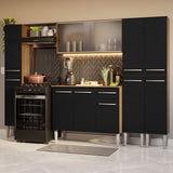 Cocina Integral 261cm Marrón/Negro Emilly 06