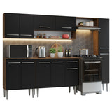 Cocina Compacta 261cm Marrón/Negro Emilly 09